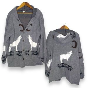 Vintage Inca Imports Wolf Moon Sweater Coat Unisex XL